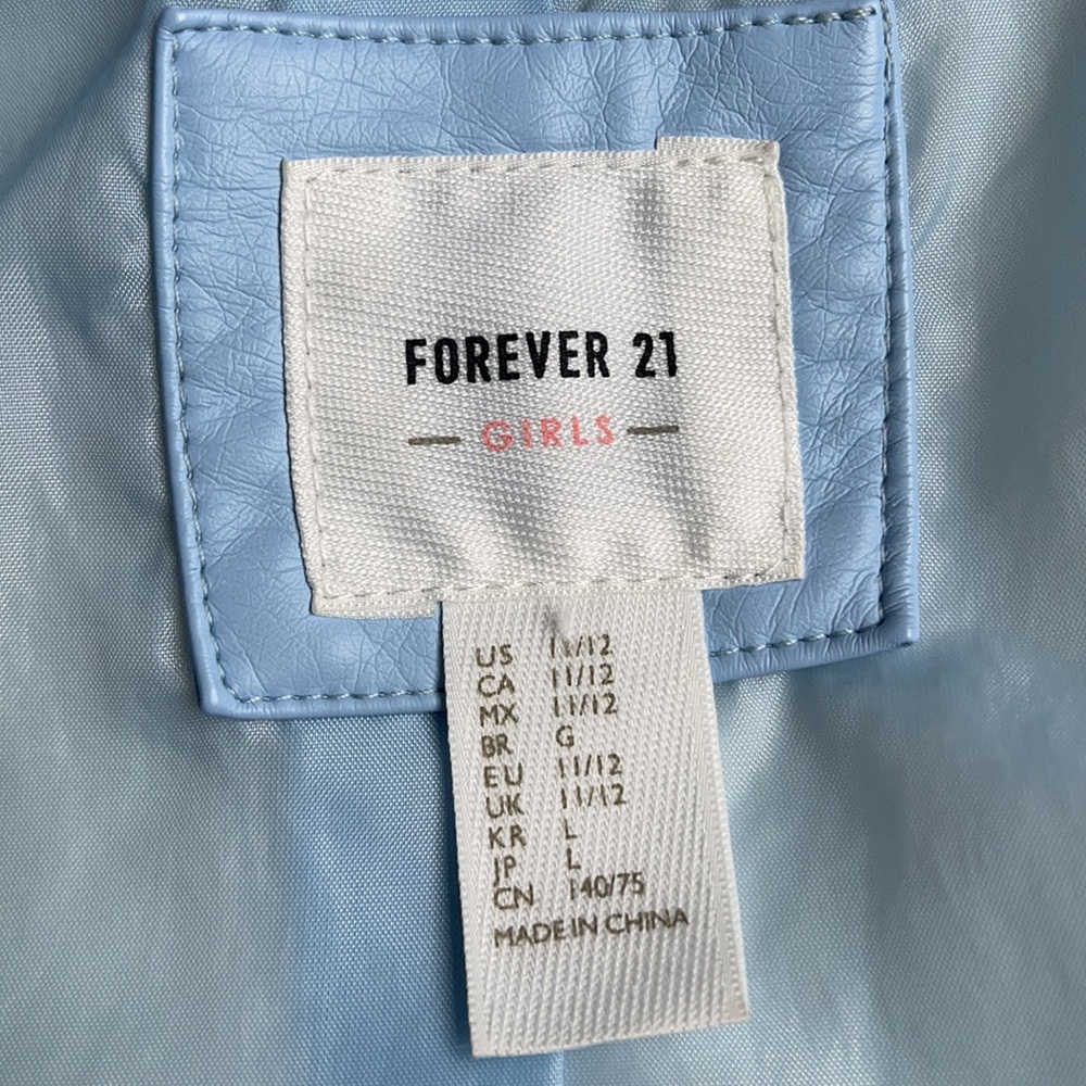 Forever 21 Girl Light Blue Faux Jacket Size 11/12 - Picture 11 of 16